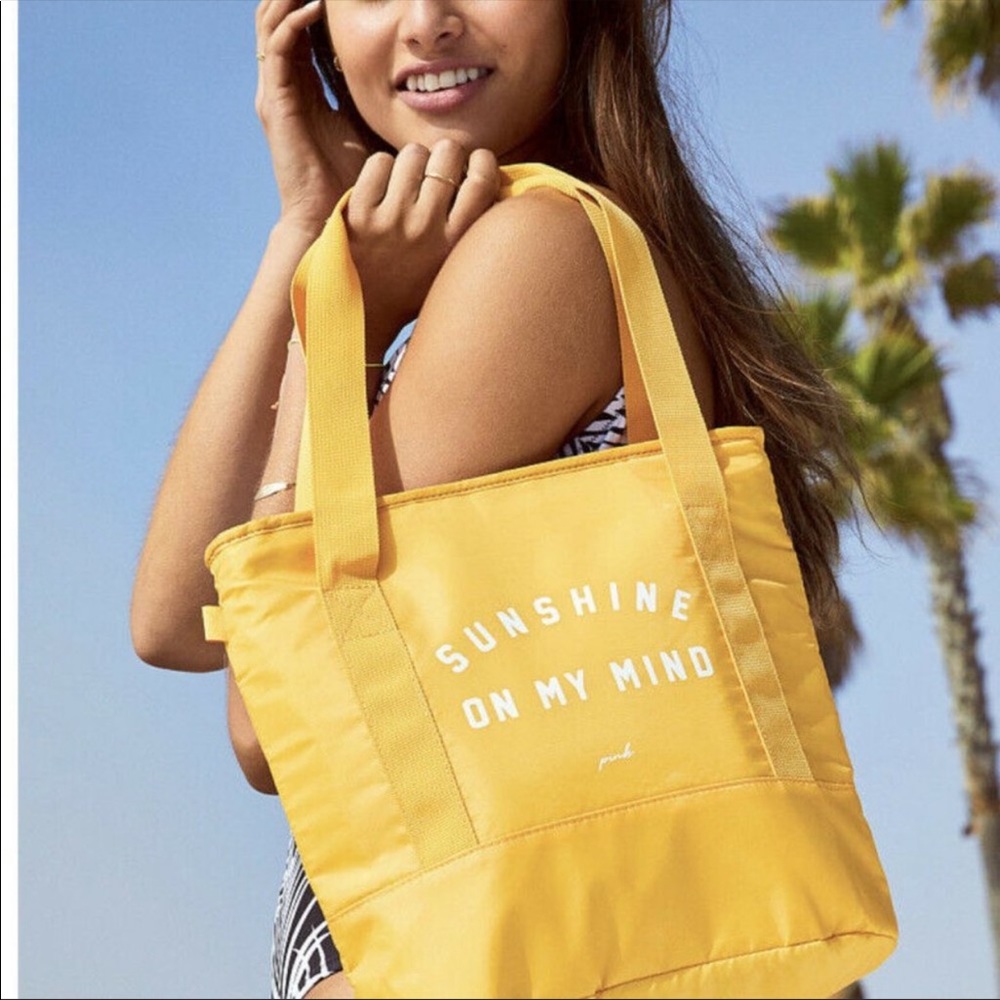 New Victoria's Secret PINK Cooler Tote Insulated Yellow Sunshine On My Mind
